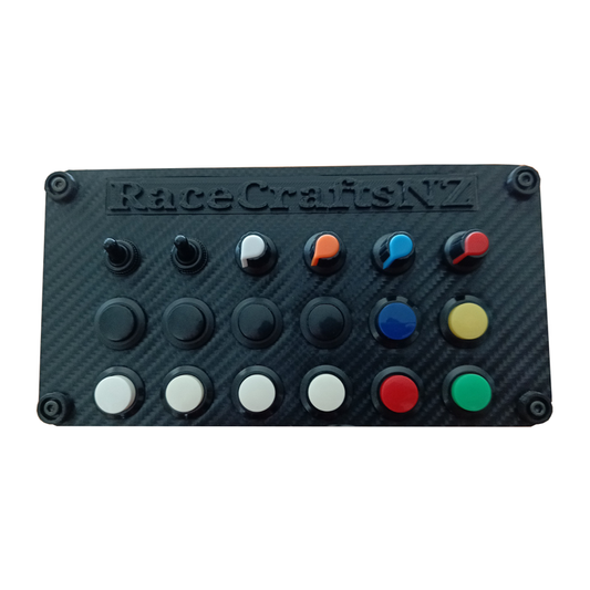 RaceCraftsNZ Panel Series - Large Panel, 12x Buttons, 2x Switch, 4x Potentiometer