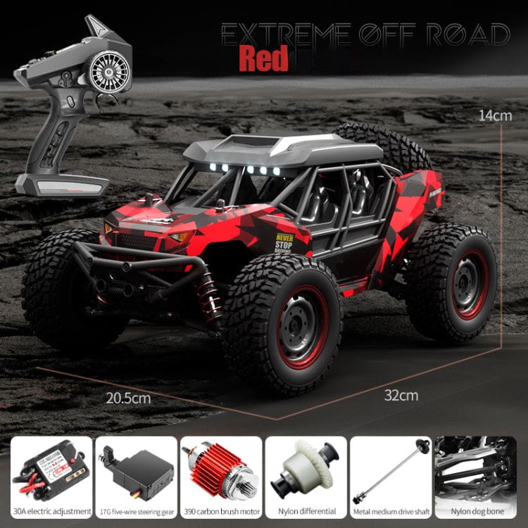 JJRC 4WD RC Buggy, Up to 38km/h, RC390 Carbon Brush Motor, Metal parts, LED Lights, Model Q141A