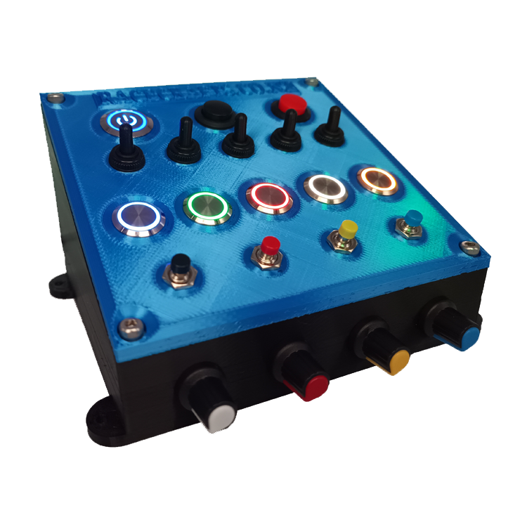 Racecrafts NZ Sim Racing LED Button Box/Controller Console, 17x Push Buttons, 4x Potentiometers