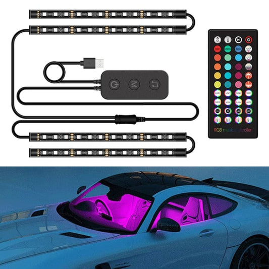 4 x RGB LED Light Bars for Car, Desk or TV, BT Phone App Control, USB Powered, Music Mode