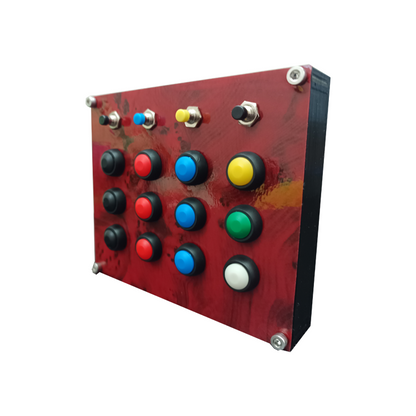 Racecrafts NZ PRO1 Series Button Box - 16 Momentary buttons, Mounting Holes, Vinyl Covered Faceplate