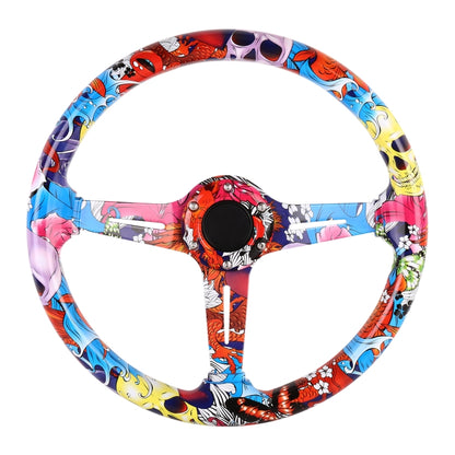 Sim Racing Graffiti Style Steering Wheel 35cm/70mm Bolt Spacing