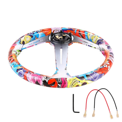 Sim Racing Graffiti Style Steering Wheel 35cm/70mm Bolt Spacing