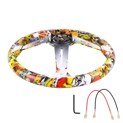 Sim Racing Graffiti Style Steering Wheel 35cm/70mm Bolt Spacing